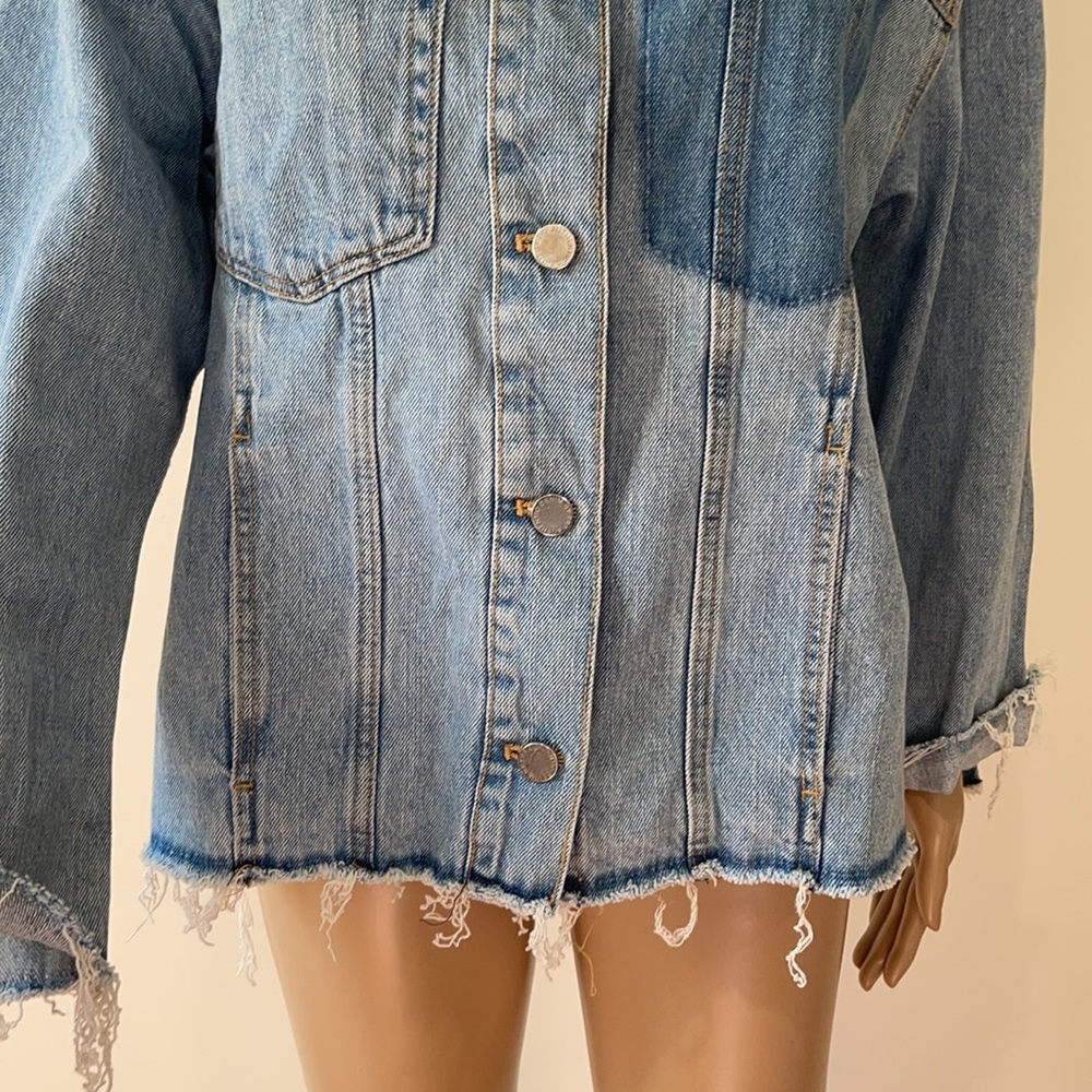 ZARA | Collarless distressed denim jacket - Picture 8 of 13